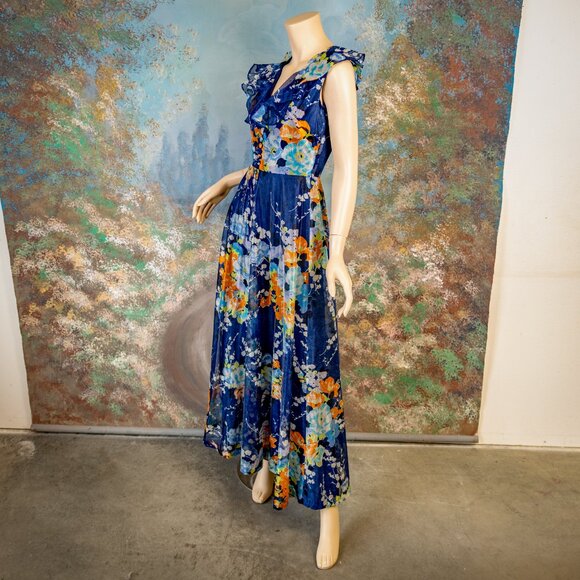 Vintage Berkertex Sleeveless Floral Maxi Dress (Made in England) * Small - Picture 8 of 16